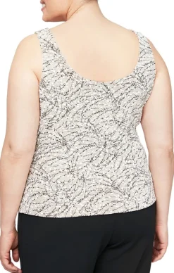 Plus Textured Mandarin Neck Glitter Knit 3/4 Sleeve Twinset