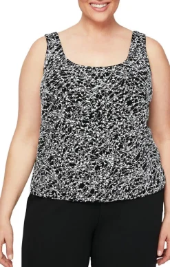 Plus Textured Mandarin Neck Glitter Knit 3/4 Sleeve Twinset