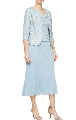 Regular Tea-Length Jacket Dress With Corded Detail Bodice & Jacket