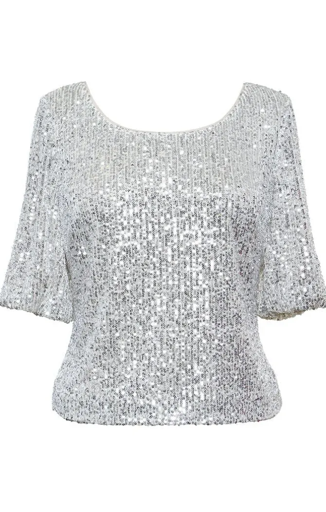 Scoop Neck Blouse With Elbow Sleeves