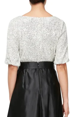 Scoop Neck Blouse With Elbow Sleeves