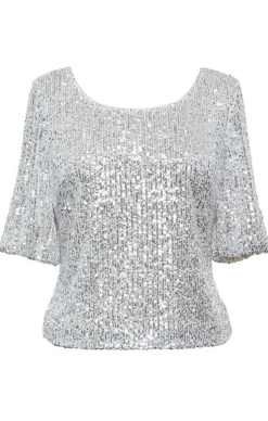 Scoop Neck Blouse With Elbow Sleeves