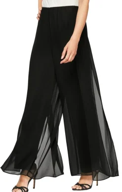 Straight Leg Pant With Georgette Split Leg Overlay