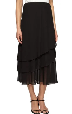 Tea-Length Asymmetric Triple Tier Chiffon Skirt