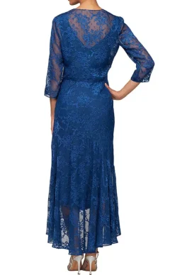 Tea-Length Chiffon Jacket Dress With High/Low Tulip Hem Skirt