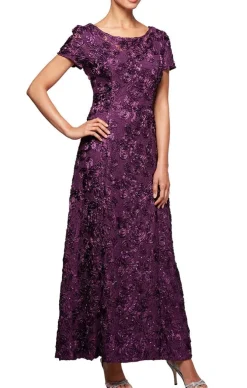 Tte A-Line Gown With Sequin Detail & Short Illusion Sleeves